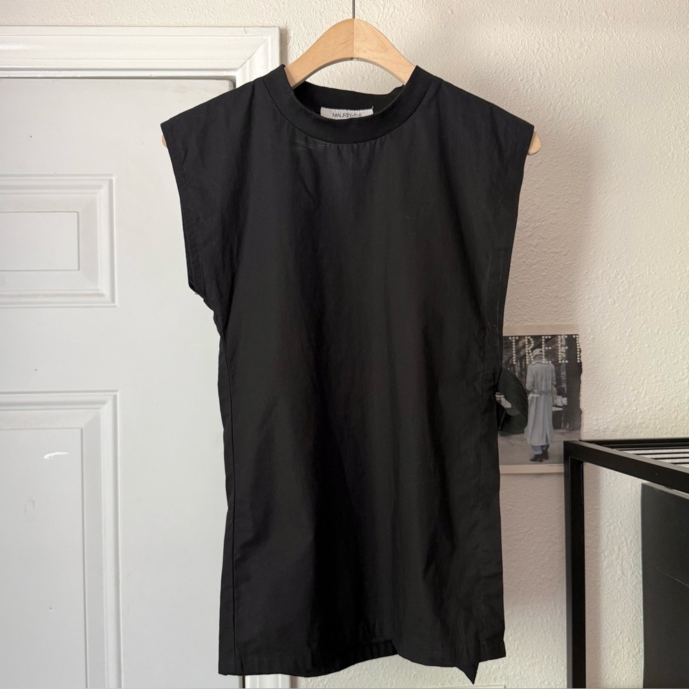 MAURIE & EVE black knit asymmetrical short sleeveless‎ sleeve tee top tank